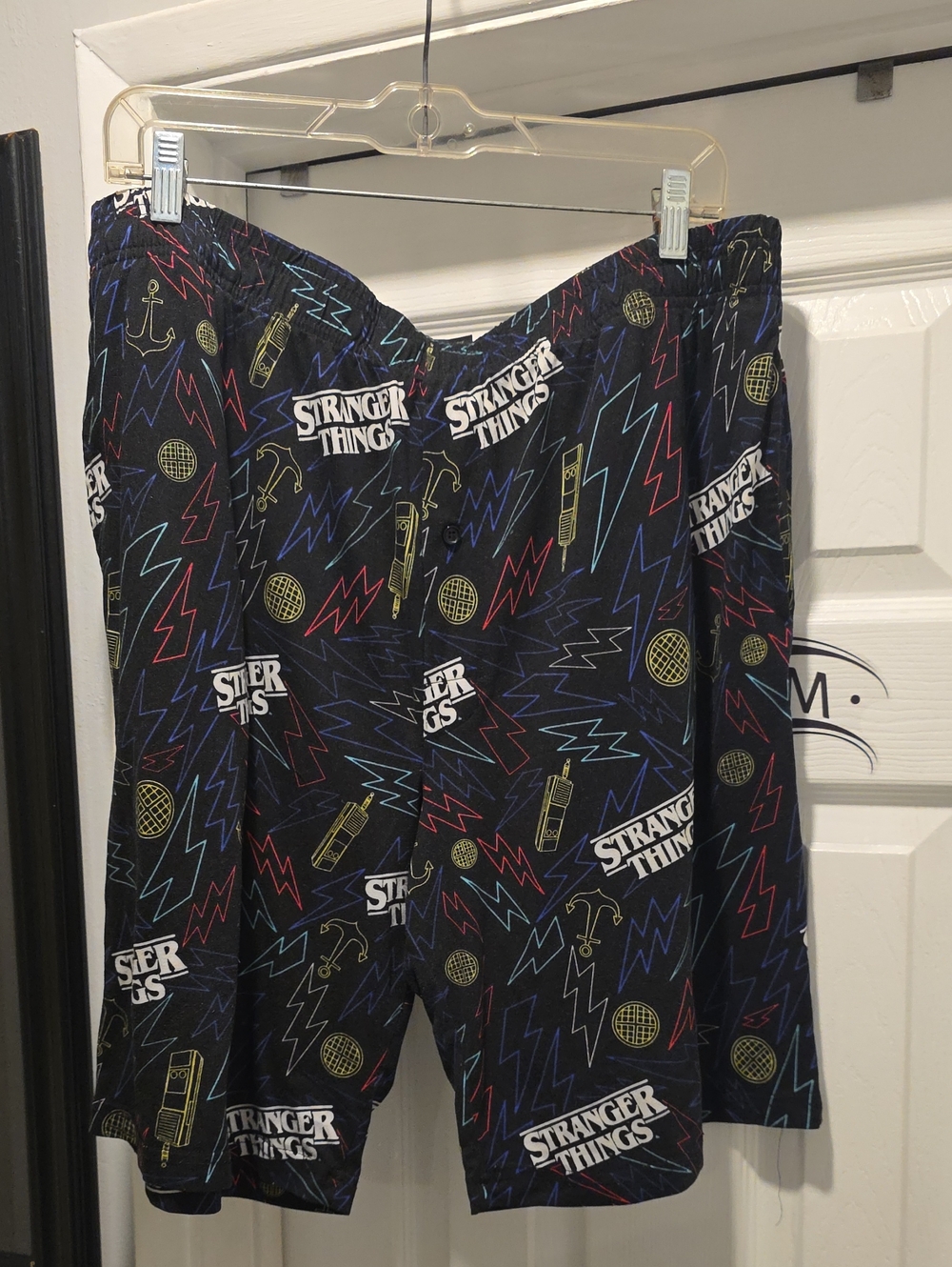 Stranger Things Black Logo & Neon Lightning Lounge Shorts